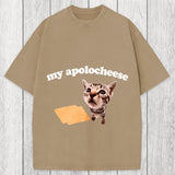 Tokyosol My Apolocheese Funny Cat Meme Washed T-Shirt