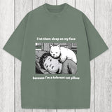 Tokyosol Funny Cat Servant Washed T-Shirt