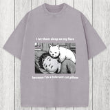 Tokyosol Funny Cat Servant Washed T-Shirt