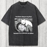 Tokyosol Funny Cat Servant Washed T-Shirt