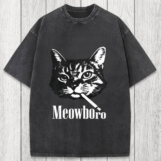 Tokyosol Vintage Smoking Cat Washed T-Shirt