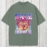 Tokyosol Rage Consumes Me Cat Funny Pet Meme Washed T-Shirt