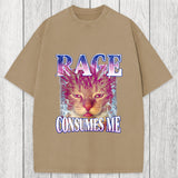 Tokyosol Rage Consumes Me Cat Funny Pet Meme Washed T-Shirt