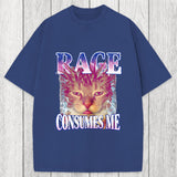 Tokyosol Rage Consumes Me Cat Funny Pet Meme Washed T-Shirt