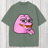 Tokyosol Pink Pepe Frog Meme Washed T-Shirt