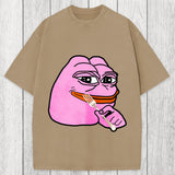 Tokyosol Pink Pepe Frog Meme Washed T-Shirt