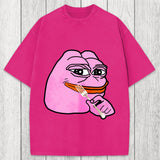 Tokyosol Pink Pepe Frog Meme Washed T-Shirt