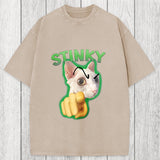 Tokyosol Stinky Funny Cat Meme Washed T-Shirt