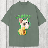 Tokyosol Stinky Funny Cat Meme Washed T-Shirt