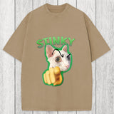 Tokyosol Stinky Funny Cat Meme Washed T-Shirt