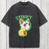 Tokyosol Stinky Funny Cat Meme Washed T-Shirt