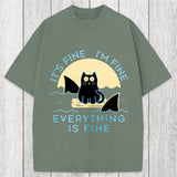 Tokyosol Everything Is Fine Cat Sea Washed T-Shirt