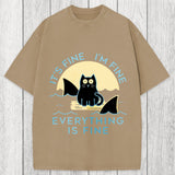 Tokyosol Everything Is Fine Cat Sea Washed T-Shirt