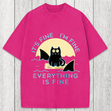 Tokyosol Everything Is Fine Cat Sea Washed T-Shirt