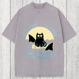 Tokyosol Everything Is Fine Cat Sea Washed T-Shirt
