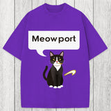 Tokyosol Meowport Funny Cat Washed T-Shirt