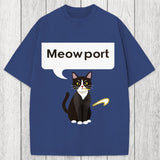 Tokyosol Meowport Funny Cat Washed T-Shirt