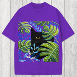 Tokyosol Cat In The Monstera Washed T-Shirt