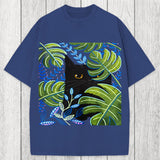 Tokyosol Cat In The Monstera Washed T-Shirt