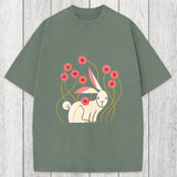 Tokyosol Rabbit and Wildflowers Washed T-Shirt