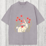 Tokyosol Rabbit and Wildflowers Washed T-Shirt