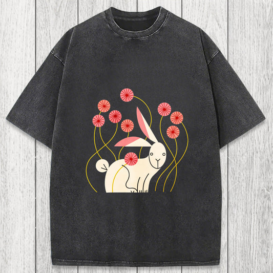 Tokyosol Rabbit and Wildflowers Washed T-Shirt