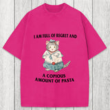 Tokyosol I Am Full Of Regret And A Copious Amount Of Pasta Cats Meme Washed T-Shirt