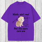 Tokyosol Maths Ain't Real Cat Meme Washed T-Shirt