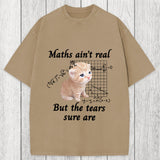 Tokyosol Maths Ain't Real Cat Meme Washed T-Shirt