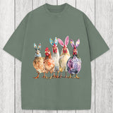 Tokyosol Funny Chicken Easter Washed T-Shirt