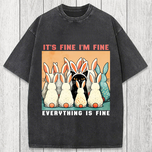 Tokyosol Black Cat Easter Washed T-Shirt