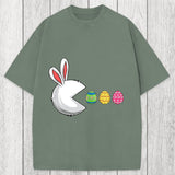 Tokyosol Funny Easter Bunny Egg Hunter Washed T-Shirt