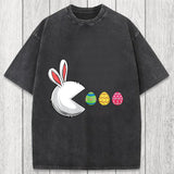 Tokyosol Funny Easter Bunny Egg Hunter Washed T-Shirt
