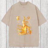 Tokyosol Bunny Howling to the Moon Washed T-Shirt