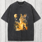 Tokyosol Bunny Howling to the Moon Washed T-Shirt