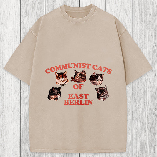 Tokyosol Communist Cats Of East Berlin Washed T-Shirt