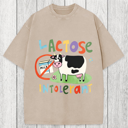 Tokyosol Lactose Intolerant Funny Meme Washed T-Shirt
