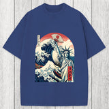 Tokyosol Ukiyo-e Statue Of Liberty Washed T-Shirt