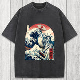 Tokyosol Ukiyo-e Statue Of Liberty Washed T-Shirt