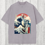 Tokyosol Ukiyo-e Statue Of Liberty Washed T-Shirt