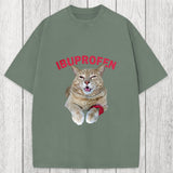 Tokyosol Hilarious Ibuprofen Cat Meme Washed T-Shirt