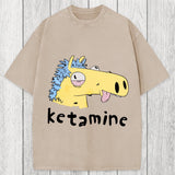 Tokyosol Funny Ketamine Silly Horse Washed T-Shirt