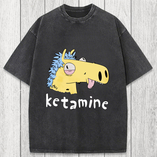 Tokyosol Funny Ketamine Silly Horse Washed T-Shirt
