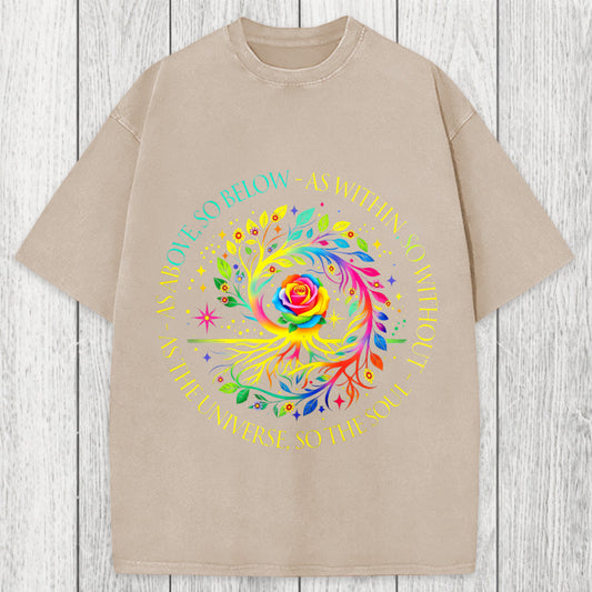 Tokyosol Rainbow Tree Cosmic Spiral Washed T-Shirt
