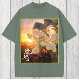 Tokyosol Lotus Adorned With Golden Specks Washed T-Shirt