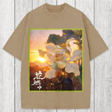 Tokyosol Lotus Adorned With Golden Specks Washed T-Shirt