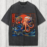 Tokyosol Ukiyo-E Octopus Ramen Washed T-Shirt