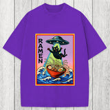 Tokyosol UFO Catching the Ramen Black Cat Washed T-Shirt