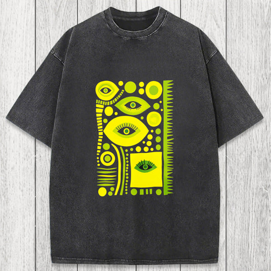 Tokyosol Geometric Eyes Washed T-Shirt