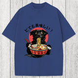 Tokyosol Dog Eating Ramen Joyfully Washed T-Shirt